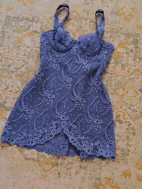 La Perla mermaid siren lace ocean blue babydoll lingerie dress